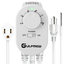 Plug in Thermostat for Heater, Thermostat Plug Outlet with 4.9FT Power Cord, Heating and Cooling Thermostats Outlet with Temperature Probe for Space Heater, Greenhouse Fan(White,1 Pcs)