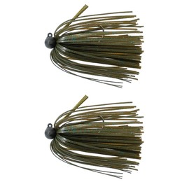 Tungsten 4 Anglers – 97% Pure Tungsten Finesse Jig Lifelike Silicone Skirt Small Large Mouth Bass Fishing Great Lakes (Green Pumpkin, 3/8oz)