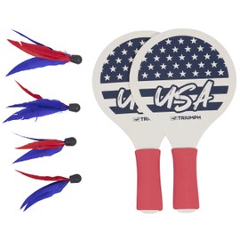 Triumph Sports Patriotic Rally Birdie Set, A New Kind of Paddle Ball Perfect for Parties and Outdoor Events, Includes Two Types of Birdies and Two Paddles, Multi