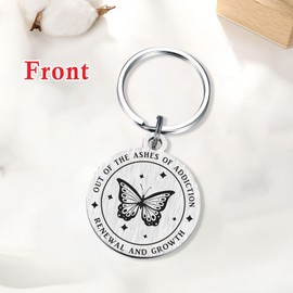 ABBNT 1 Year Sobriety Gifts for Men Women - 1 Year Sober Gift Keychain - 1 Year Sober Chip with Butterfly Design