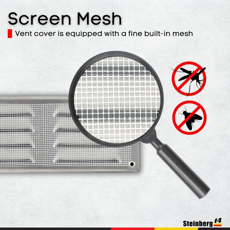 Steinberg14 Stainless Steel Vent Cover 8x3 (Duct Opening) with Mesh