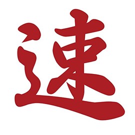 Kanji for Speed or Fast Vinyl Sticker Decal Brush Style Red 3 Inches Wide