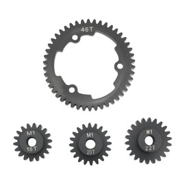 Engranaje de espolón de acero endurecido 46T 1 Mod con engranaje de piñón de motor 18T+20T+22T para Traxxas 1/5 X-Maxx 1/7 XO-1 1/10 Maxx 1/10 E-REVO 2.0 VXL, reemplazar 6447 (46T)