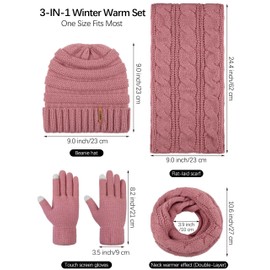 Aneco Winter Warm Knitted Scarf Beanie Hat and Gloves Set Men & Women's Soft Stretch Hat Scarf and Mitten Set