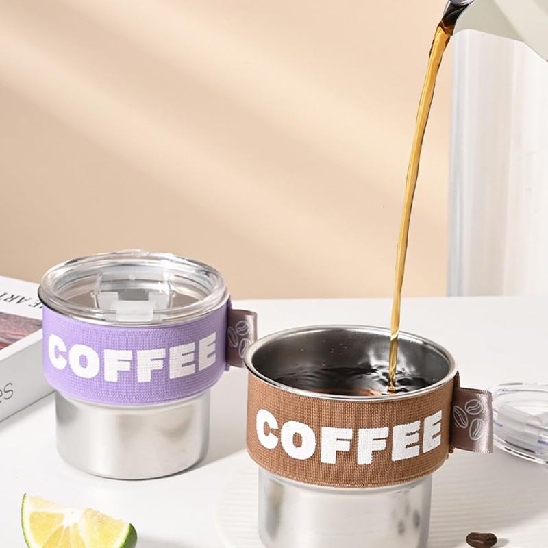 ERCRYSTO Stainless Steel Coffee Tumbler with Leak-Proof Lid - 13.5oz