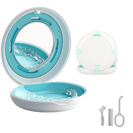 Estuche para Dentaduras Postizas, Retenedores y Protectores Bucales - Para Protector Bucal y Almacenamiento de Postizas Compacto y Portátil (Blanco)