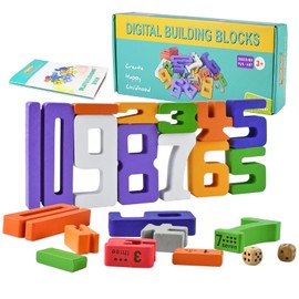 Wooden Number Building Blocks,Digital Building Blocks,Number Blocks 1-10,28Pcs 3D Digital Puzzle Counting Blocks,Educational Stacking Number Blocks Toys,Education Math Game for Preschoolers 3 4 5 Age