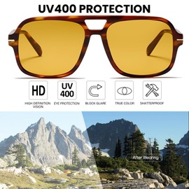 CIKJUK Retro 70s Sunglasses Womens Mens 70s Tinted Orange Lens Sun Glasses Ladies Pilot Oversized Vintage Shades for UV400 Protection-Leopard/Yellow