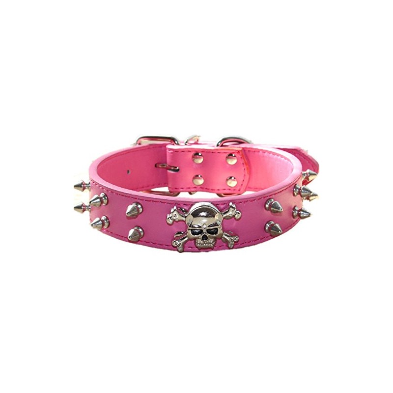 Haoyueer Spiked Studded 1.2" Wide Leather Dog Collar Chain Leash