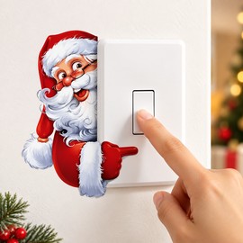 Christmas Wall Sticker for Switch & Wall Decor – Self-Adhesive Santa and Snowman PVC Decal for Holiday Home Decorating