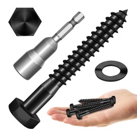 (12Sets) 5/16" x 2-1/2" Hex Head Lag Bolts, Heavy Duty Lag Screws with Washers, 304 Stainless Steel Bolts 18-8, Lag Screws Wood Screws, Partial Thread Black Oxide, 5/16 Bolt by Mywish