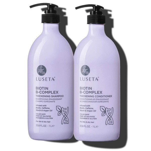 Luseta Biotin B-Complex Shampoo & Conditioner Set for Hair Growth and Strengthener - Hair Loss Treatment for Thinning Hair With Biotin Caffein and Argan Oil for Men & Women - All Hair Types 2 x 33.8oz