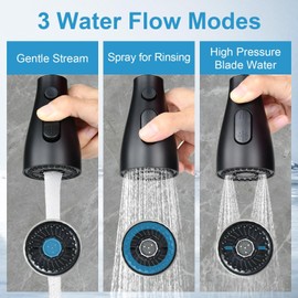 Beati Faucet Replacement Kitchen Faucet Head for WEWE-FORIOUS-Qomolangma-VFAUOSIT-BASDEHEN-WOWOW-VCCUCINE Pull Out/Down Kitchen Sink Faucet, 3 Spray Function,Matte Black