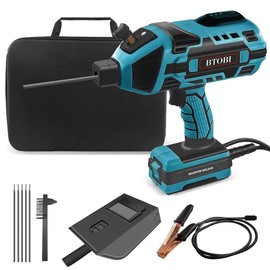 BTOBI Portable Welding Machine, 110V Handheld Welder with IGBT Inverter, 6 Adjustable Current Settings, ARC Welding for 3/32"-1/8" Electrodes, Includes Welding Helmet & Carrying Case(Blue)