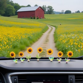 5Pcs Cozy Hoome Cozy Home Sunflower,Sunnyvibe Ornaments for Car,Car Accessories,Creative Rocking Ornament,Sunflower Dashboard Decorations for Mother's Day Home Decor Accents