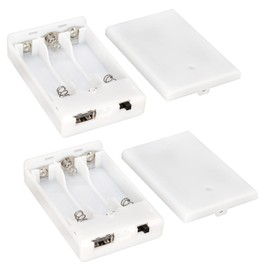 OPSFALCON 3 AA Battery Holder, 3 AA Battery Case Box Holder, 3 x 1.5V AA Battery Holder Case Box with On/Off Switch and Cover, with USB Port, White, 4.5V 5V, 2-Pack (3AA-White-2PCS)