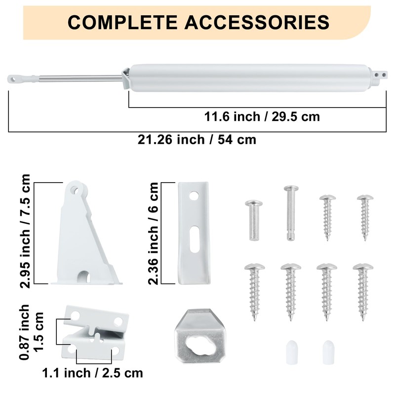 CASONNIK Door Closer,White,Standard Duty Pneumatic Screen and Storm Door Closer