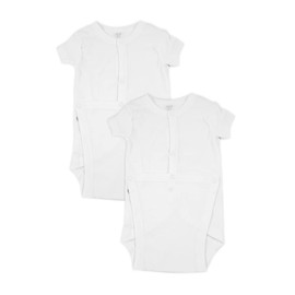 Spasilk Unisex Baby Newborn Short Sleeve Wrap Bodysuits, 2 pack, Preemies-24 Months - White Bodysuits
