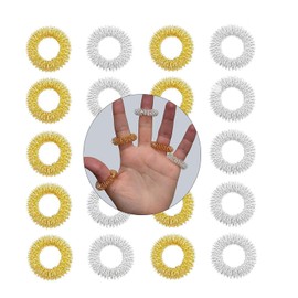 zalati Finger Massager 20pcs Finger Massage Rings Acupressure Massager for Teenagers, Adults, Stress Reducer - Gold & Silver