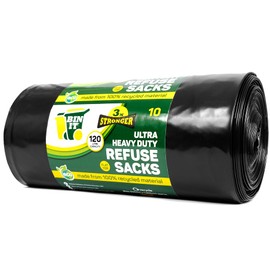 BIN IT 10 Ultra Heavy Duty, 120 Litre XL Bin Bags, Bin Liners, Bin Liners, Bin Liners, 80 kg Lifting Office, DIY, Catering, Builder