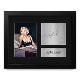 HWC Trading Marilyn Monroe Some Like It Hot Framed Gifts Printed Signed Autograph Picture for Movie Memorabilia Fans - US Letter Size