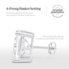 KEZEF Sterling Silver Stud Earrings | Square Princess Cut CZ