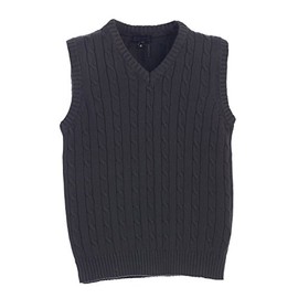 Gioberti Boy's 100% Cotton Soft V-Neck Cable Knit Sweater Vest, Charcoal, Size 7