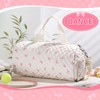 Dansydaisy Quilted Duffle Bag for Women Cotton Pink Bow Dance
