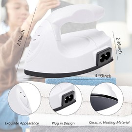 Mini Craft Iron, Mini Heat Press Machine, Small Iron Portable Handy Electric Travel Heat Iron-on with Charging Base Accessories for Transfers, Clothes, Crafts, Patches, DIY (White)