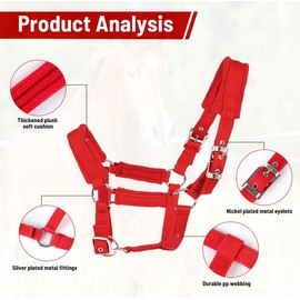 Kabahorze Adjustable Horse Halter with Polar Fleece Lined, Rope Halters, Equestrian Horse Riding Headcollar with Satin Hardware, Prevents Rubs, Adjustable Fit,Great for Trailering & Shows