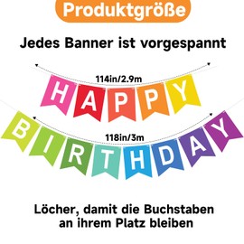 jijAcraft Happy Birthday Banner, Multicoloured, Pre-Strung Birthday Party Banner, Happy Birthday Sign, Birthday Hanging Decoration for Kids, Girls, Boys, Birthday Party Supplies