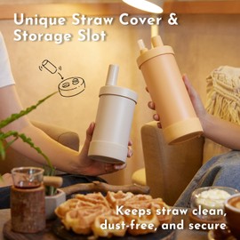 Elephant Cuppa Insulated Tumbler S with 2 Straws & Straw Cover, SUS 316 Stainless Steel, Leakproof, Reusable, Hot & Cold Retention for Coffee, Tea, Great for Office, School, Travel - 17 oz, Purple