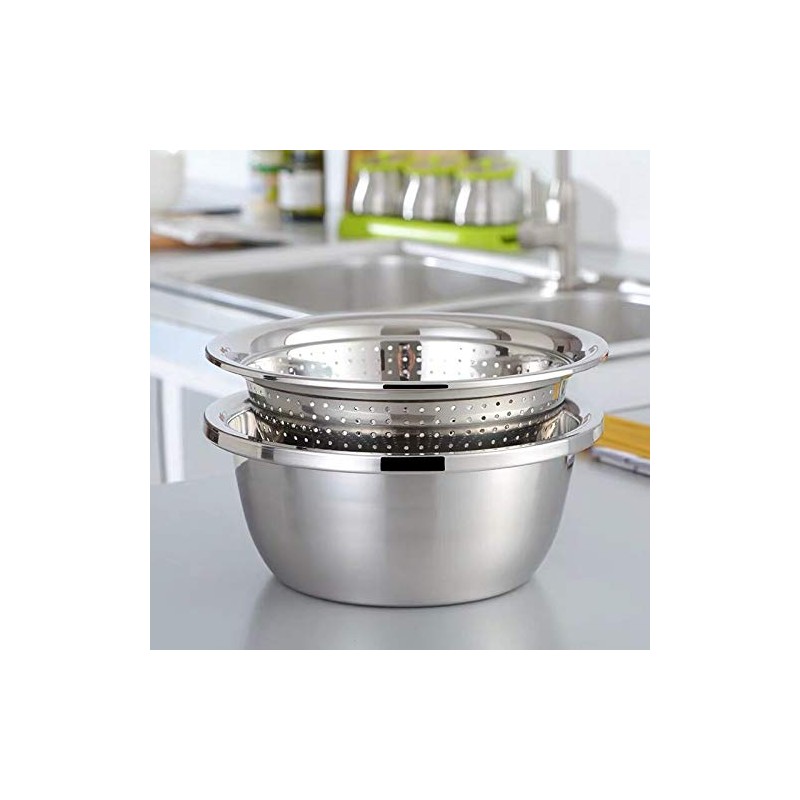 Stainless Steel Colander and Bowl Set, Kitchen Strainer, Pasta Strainer,