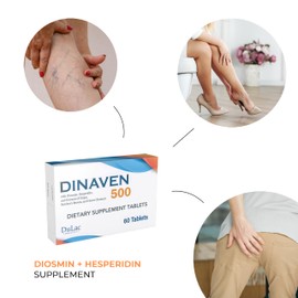 Dulàc - Dinaven 500, Diosmin Hesperidin 500mg Dietary Supplement 60 Tablets, Enriched with Butcher's Broom, Horse Chestnut Extract and Grape Seed Extract, Made in Italy