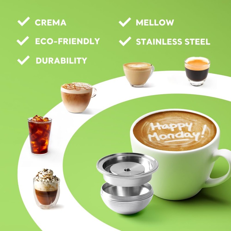 Stainless Steel Reusable NespressoV ertuo Pod Compatible with GCA1, BENFUCHEN