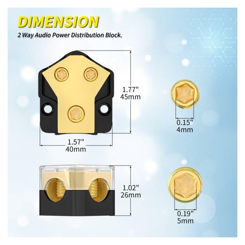 Joinfworld 12V Power Distribution Block Car Audio 2 Way Ground