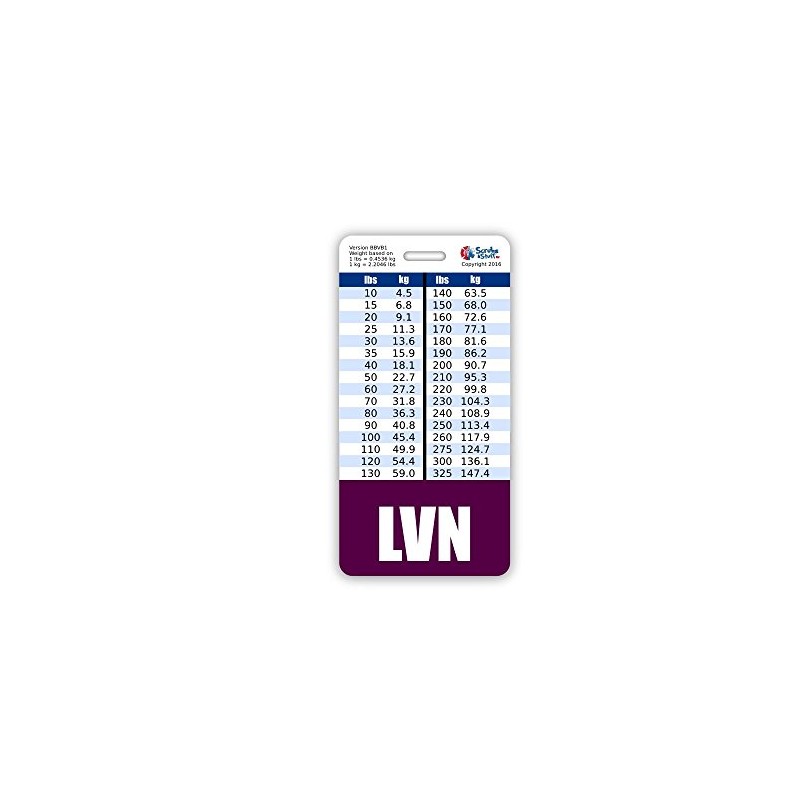 LVN Badge Buddy Vertical w/Height & Weight Conversion Charts (Purple)
