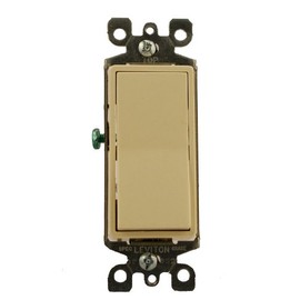 Leviton 5611-2A 15 Amp, 120/277 Volt, Decora Rocker Lighted Handle, Illuminated Off Single-Pole AC Quiet Switch, Residential Grade, Grounding, Almond