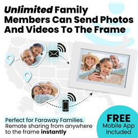 PhotoSpringㅤ Classic Subscription Free 10in WiFi Digital Picture Frame | Send Photos by Email, App, or Web | Touchscreen & 32GB Internal Memory | Play Videos up to 5 min | White