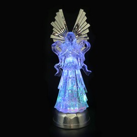 DRomance 14" Color Changing Praying Angel Snow Globe Lantern with 6 Hour Timer, Battery Operated Lighted Angel Water Lamp Swirling Glitter Mother's Day Gift