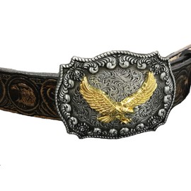 American Eagle Design Handmade Mens Leather Belt Flying Eagle Buckle 1.5" Wide Cocoa (40)
