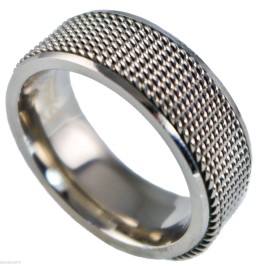 Spikes Mesh Textured comfort fit 8mm 316L Stainless Steel Wedding Band Size 12 T82