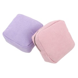 STAHAD Bolsa de Almacenamiento para Toallas Sanitarias 2 Piezas, de Tela, Tamaño Pequeño 12.4x12.4 Cm, Colores Morado y Rosa, Portátil para Adolescentes y Mujeres, Adecuado