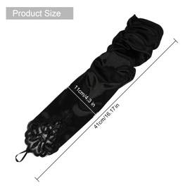 MWOOT Black Fingerless Lace Gloves for Women, Long Flapper Evening Opera Satin Gloves For Women Elbow Length 1920s, Floral Lace Gloves Wedding Accessory for Women Brides Cosplay Costume Party Decor