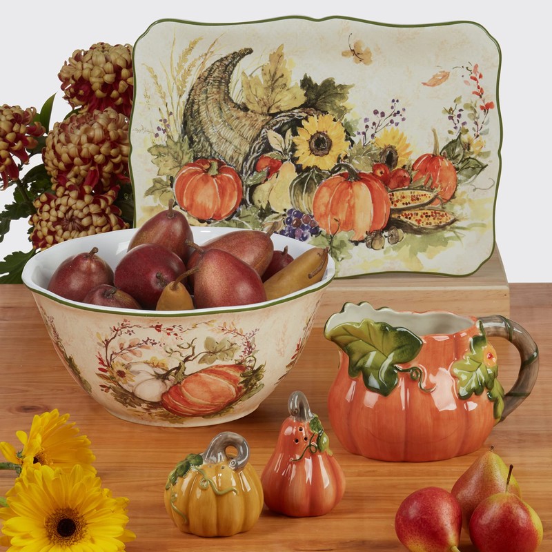 Certified International Harvest Morning Pumpkin Tureen with Ladle, 112 oz,
