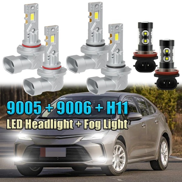 SHENKENUO For Toyota Corolla 2009-2013 6x LED Headlight High Low
