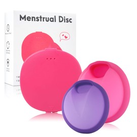 PATILWON 2er-Pack Wiederverwendbares Menstruationsscheibe, Femdisc Menstruationstasse in medizinischer Qualität, BPA-frei, bis zu 12 Stunden verwendbar (Menstruationsscheibe (rosarot L+lila S))
