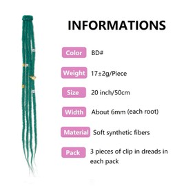 Dsoar Thin Dreadlock Extensions 20 Inch Clip In Dreads Handmade Dreads 3 Pieces Crochet Loc Extensions (BD#)