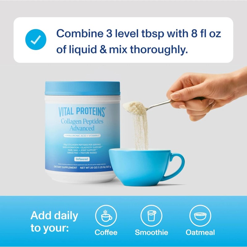 Vital Proteins Collagen Peptides Powder Advanced with Hyaluronic Acid &