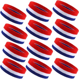 Deekin Kids Sport Headband, 12 Pcs Patriotic Headbands for Girls Boys, Soft Elastic Hairband for Sports Workout, Wicking American Flag Headband, One Size Fits Most, 7.1 x 2 Inches (White, Red, Blue)